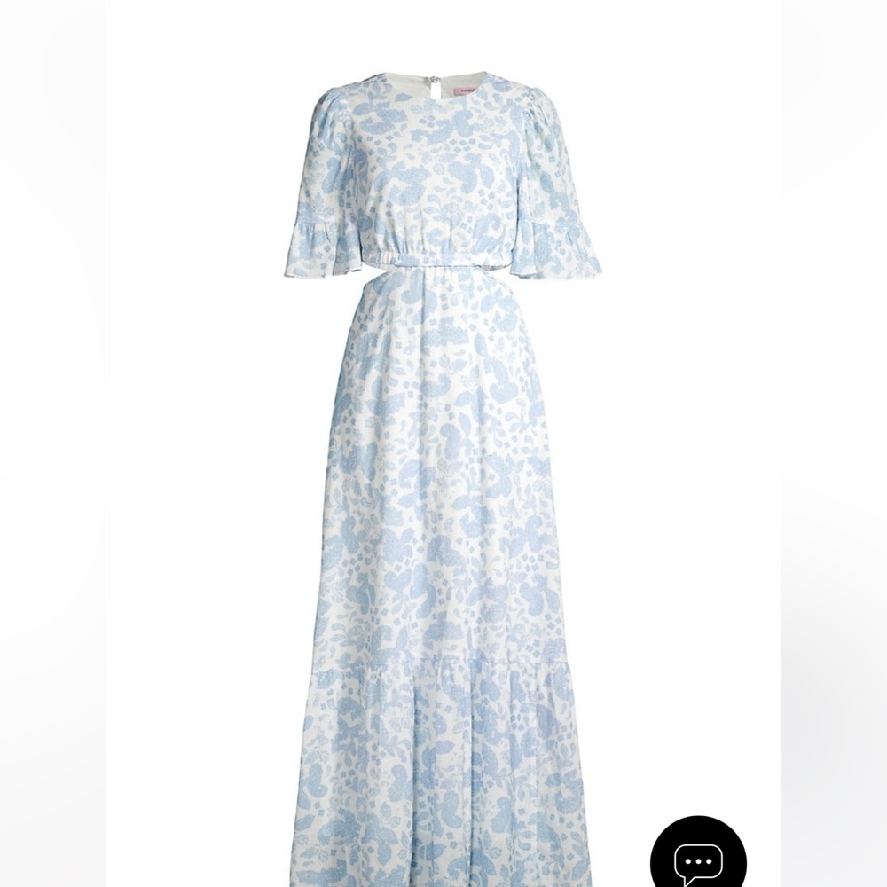 Blue and white cut out maxi dress